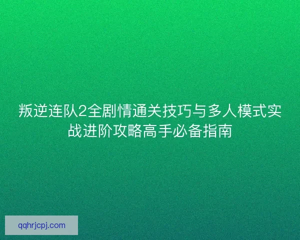 叛逆连队2全剧情通关技巧与多人模式实战进阶攻略高手必备指南